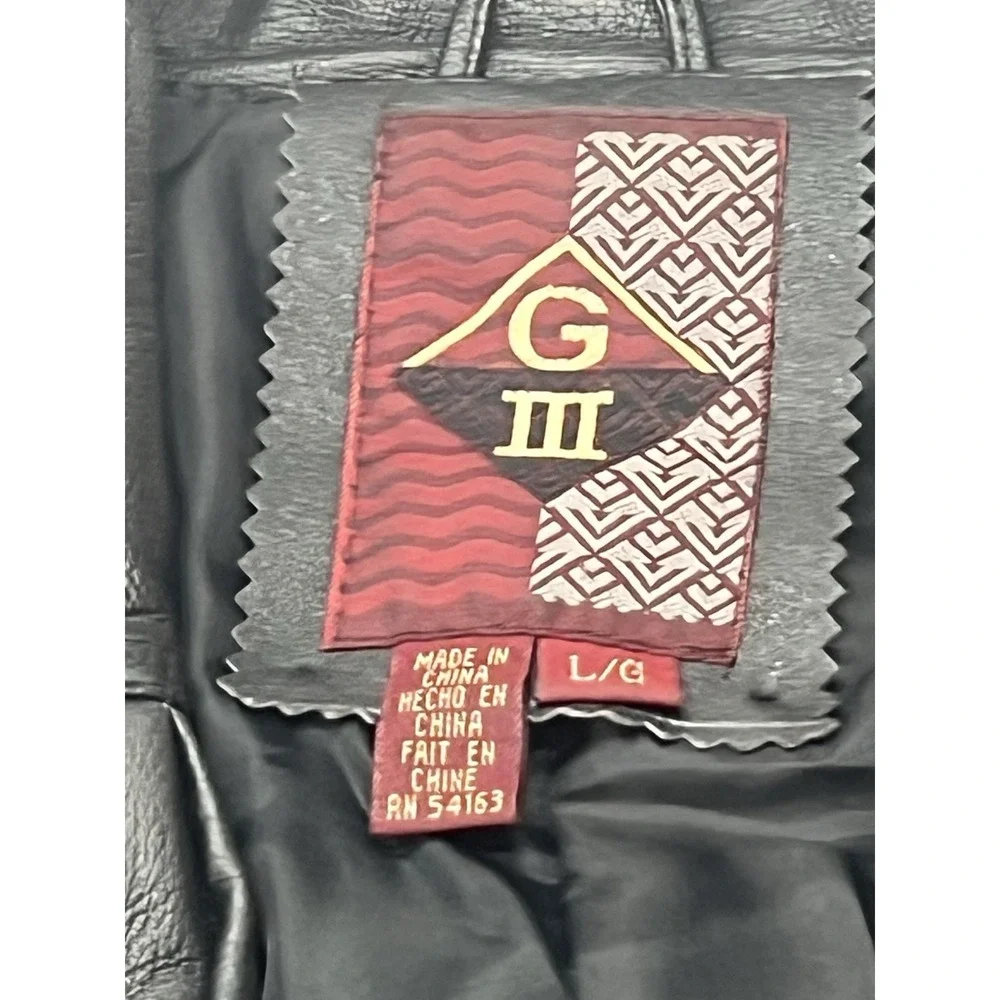 G III Genuine Leather Trench‎ Coat Black Size Large Men's